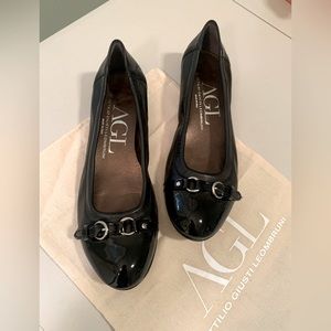 AGL Black Leather Ballet Shoe